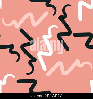 Hand drawn brush pattern, zigzags, lines and curves. Seamless pattern Stock Vector
