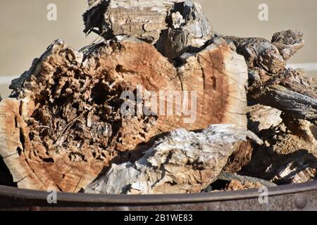 Firewood in a Pit Stock Photo