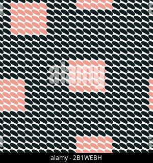 Vector seamless pattern. Abstract background with round brush strokes. Simple hand drawn texture - black white and pink Stock Vector