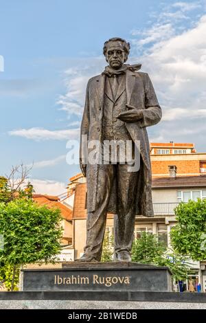 Statue of Ibrahim Rugova in Pristina Stock Photo