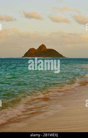 Tropical Turquoise Waters At Sunset Off Lanikai Beach, Waves Breaking 