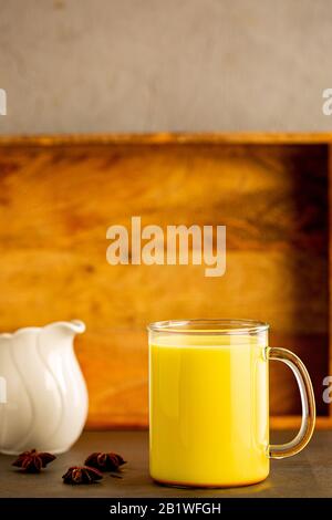 Golden milk made with turmeric and other spices Stock Photo