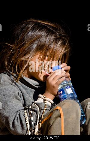 Bedouin girl in Petra - Jordan Stock Photo