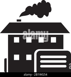 Factory eco power plants industrial icon template black color editable. Factory eco power plants industrial icon symbol Flat vector illustration for g Stock Vector
