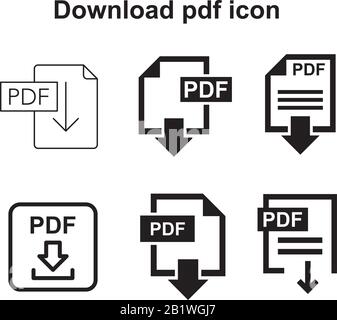 Download pdf icon template black color editable. Download Pdf icon symbol Flat vector sign isolated on white background. Simple logo vector illustrati Stock Vector
