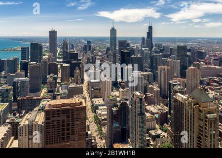 City of Chicago, Illinois, USA: Panorama of Chicago downtown Stock Photo