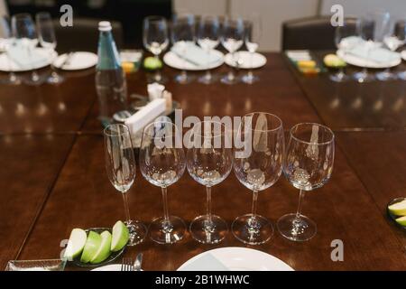 Set of various empty glasses Stock Photo