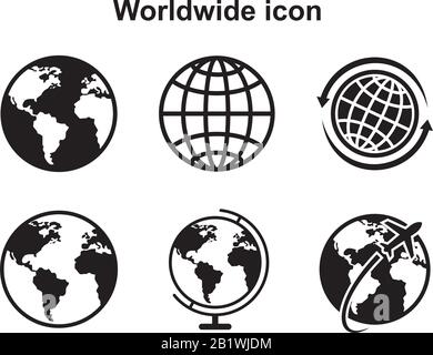 World Wide set Icon template black color editable. World Wide symbol Flat vector sign isolated on white background. Simple logo vector illustration fo Stock Vector