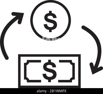 Money Exchange Transfer money icon template black color editable. Money Exchange symbol Flat vector sign isolated on white background. Simple logo vec Stock Vector