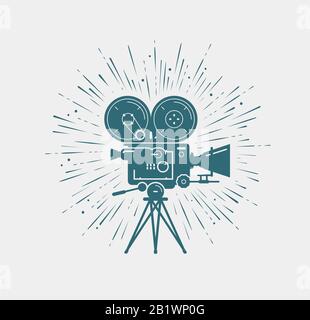 Camcorder, movie camera. Video shooting, cinema vector illustration Stock Vector