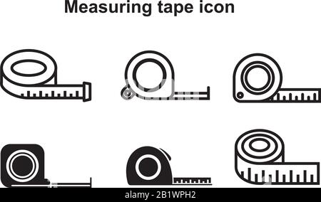 Measuring tape icon template black color editable. Measuring tape icon line icon symbol Flat vector sign isolated on white background. Simple logo vec Stock Vector