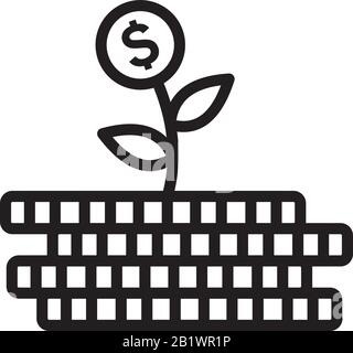 Money grow icon template black color editable. Sign money grow icon symbol Flat vector sign isolated on white background. Simple logo vector illustrat Stock Vector