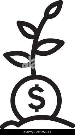 Money grow icon template black color editable. Sign money grow icon symbol Flat vector sign isolated on white background. Simple logo vector illustrat Stock Vector