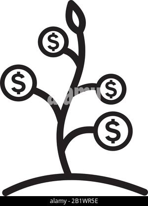 Money grow icon template black color editable. Sign money grow icon symbol Flat vector sign isolated on white background. Simple logo vector illustrat Stock Vector