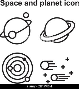 Space and planet icon template black color editable. Space and planet icon symbol Flat vector sign isolated on white background. Simple logo vector il Stock Vector