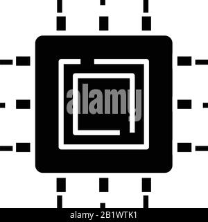 Cpu black icon, concept illustration, vector flat symbol, glyph sign. Stock Vector