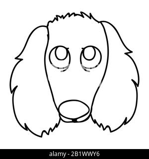Cute cartoon monochrome lineart saluki puppy dog face breed vector clipart. Pedigree kennel doggie breed for dog lovers. Purebred domestic for pet Stock Vector
