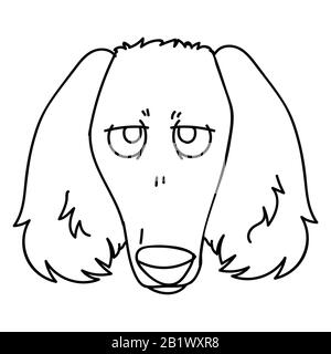 Cute cartoon monochrome lineart saluki dog face breed vector clipart. Pedigree kennel doggie breed for dog lovers. Purebred domestic puppy for pet Stock Vector