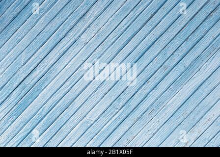 blue abstract background of diagonally arranged old wooden planks Stock Photo