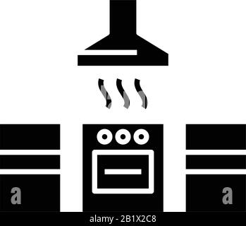 Cooker hood black icon, concept illustration, vector flat symbol, glyph sign. Stock Vector