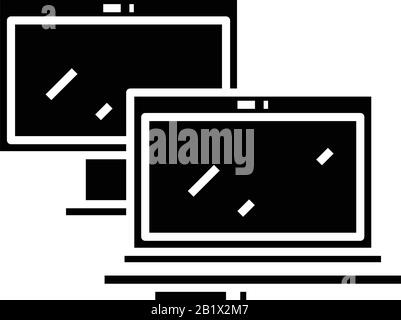 Computers black icon, concept illustration, vector flat symbol, glyph sign. Stock Vector
