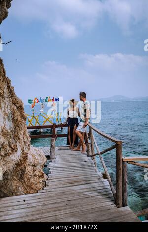 Koh Kham Trat Thailand, people relax on tropical Island Koh Kam Thailand, White beach and coast of the blue sea at Koh kham island at Chonburi Stock Photo