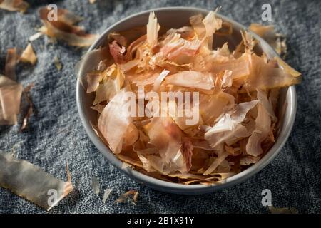 Organic Dried Japaense Dried Bonito Flakes in a Bowl Stock Photo