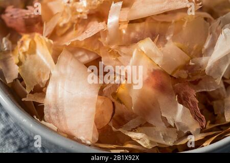 Organic Dried Japaense Dried Bonito Flakes in a Bowl Stock Photo