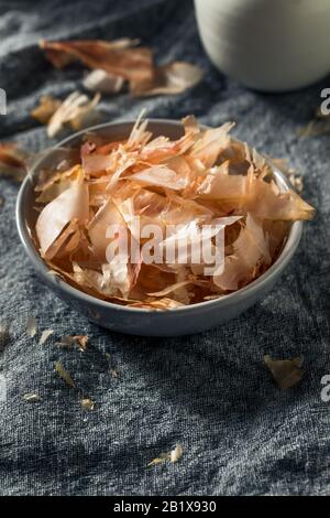 Organic Dried Japaense Dried Bonito Flakes in a Bowl Stock Photo