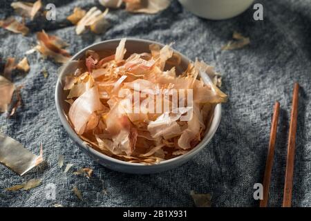 Organic Dried Japaense Dried Bonito Flakes in a Bowl Stock Photo