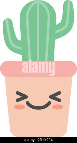 kawaii cactus inside pot flat fill style icon design, Plant desert ...