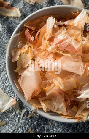 Organic Dried Japaense Dried Bonito Flakes in a Bowl Stock Photo