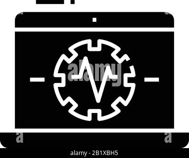 Data settings black icon, concept illustration, vector flat symbol, glyph sign. Stock Vector