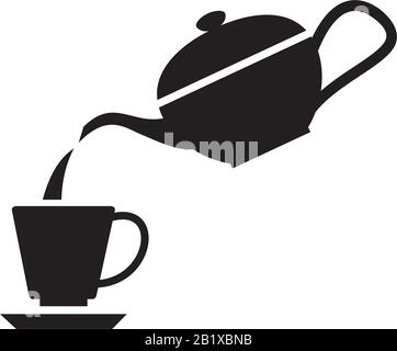 Pouring tea party icon template black color editable. Pouring tea party icon symbol Flat vector illustration for graphic and web design. Stock Vector