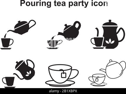 Pouring tea party icon template black color editable. Pouring tea party icon symbol Flat vector illustration for graphic and web design. Stock Vector