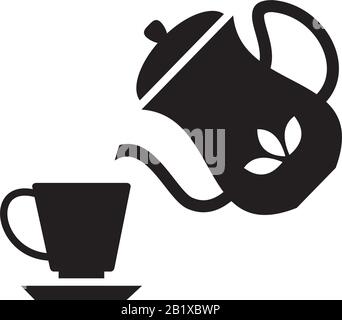 Pouring tea party icon template black color editable. Pouring tea party icon symbol Flat vector illustration for graphic and web design. Stock Vector