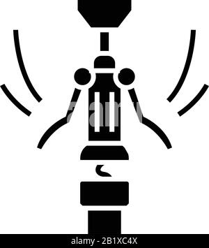 Corkscrew black icon, concept illustration, vector flat symbol, glyph sign. Stock Vector