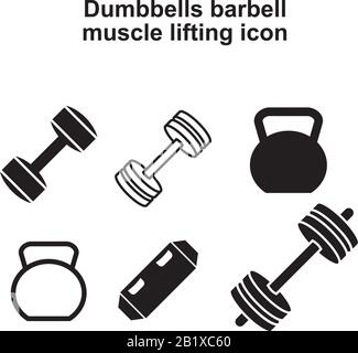 Dumbbells barbell muscle lifting icon template black color editable. Dumbbells barbell muscle lifting icon symbol Flat vector illustration for graphic Stock Vector