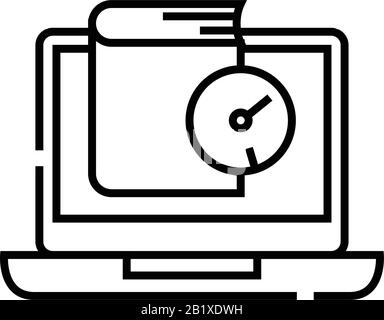 Learning time line icon, concept sign, outline vector illustration, linear symbol. Stock Vector