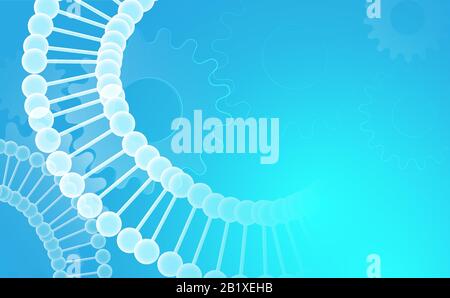 Abstract blue DNA double helix. Healthcare and science pattern medical innovation concept background Stock Vector