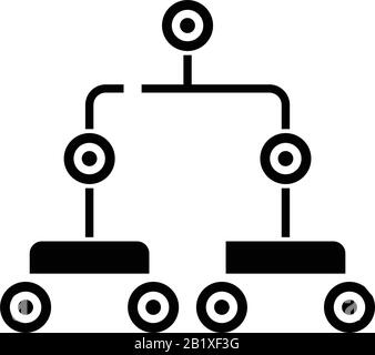 Complicated connections black icon, concept illustration, vector flat symbol, glyph sign. Stock Vector