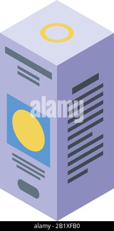 Lemon syrup box icon, isometric style Stock Vector