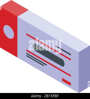 Vaccine pill box icon, isometric style Stock Vector