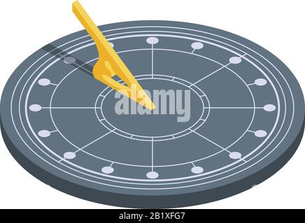 Black sundial icon, isometric style Stock Vector