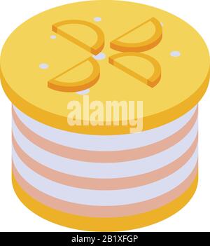 Persimmon pancake icon, isometric style Stock Vector