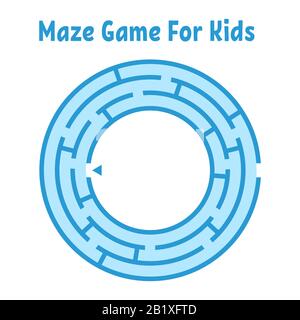 Abstract round maze. Game for kids. Puzzle for children. One entrance, one exit. Labyrinth conundrum. Flat vector illustration isolated on white backg Stock Vector