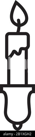 Burning candle in candle stick line icon template black color editable. candle stick line icon symbol Flat vector illustration for graphic and web des Stock Vector