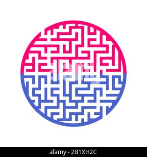 Color round maze. Painted in different colors. Game for kids and adults. Puzzle for children. Labyrinth conundrum. Flat vector illustration isolated o Stock Vector