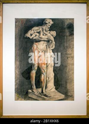 Tribute to french sculptor Eugène PIRON (1875-1928) Grand Prix de Rome : anatomic study Stock Photo