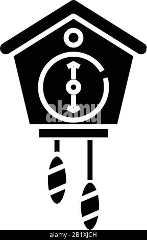 Cuckoo clocks black icon, concept illustration, vector flat symbol, glyph sign. Stock Vector